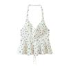 Damen Popeline Blumen Halter Neck Sommer Top - Neuer Stil für Europa & Amerika