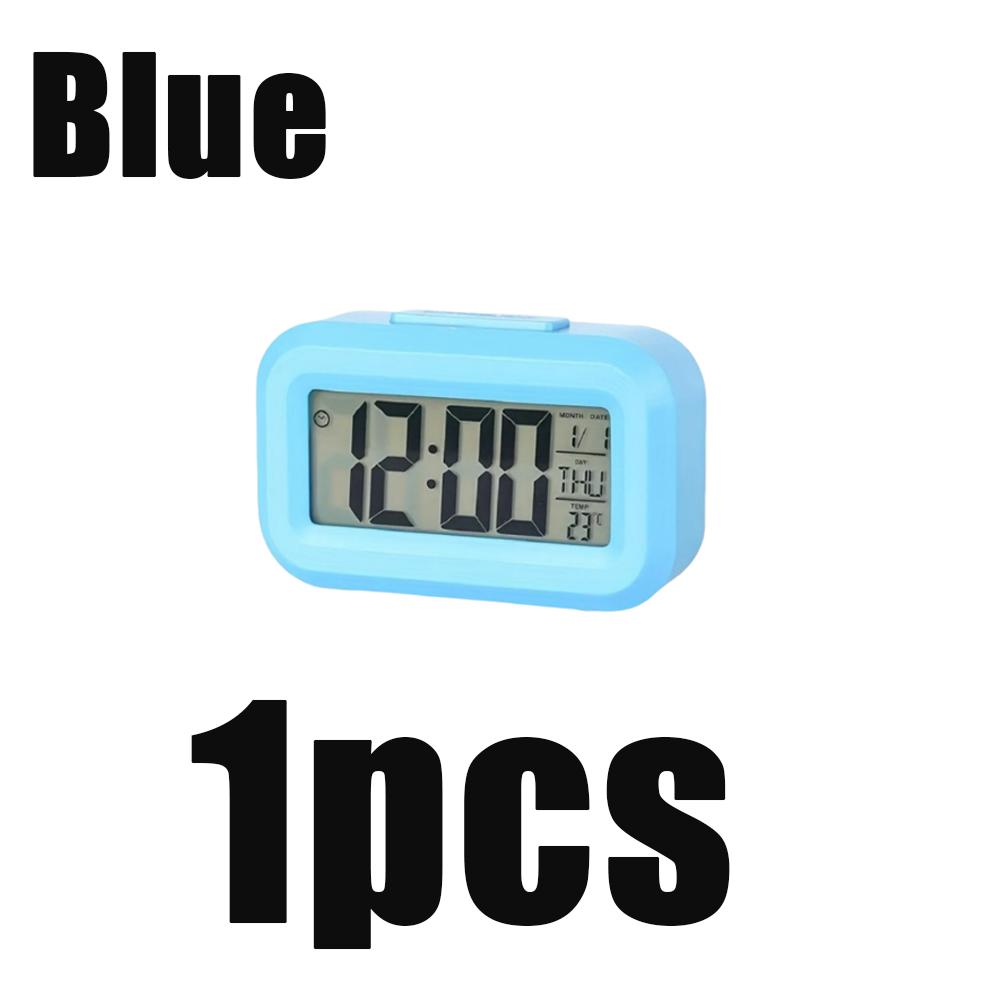 1/2pcs Smart Digital Alarm Clock Black White Lcd Display With Temperature Calendar Timer Led Light Home Office Travel Desk Clock