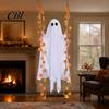 Weather Resistant Ghost Decor Hanging Swinging Halloween Decoration for Outdoor Garden Yard, Weighted Fabric Flying On A Lighted Porch Swing with LED