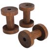3pcs Wood Wooden Spools Dark Brown Wooden Bobbins Thread Organiser Sewing Spools Crafts DIY
