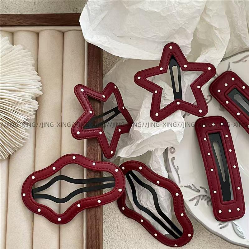 Polka Dot Leopard Print Leather Star Hair Clip - Cloud Cutout BB Clip for Side Bangs