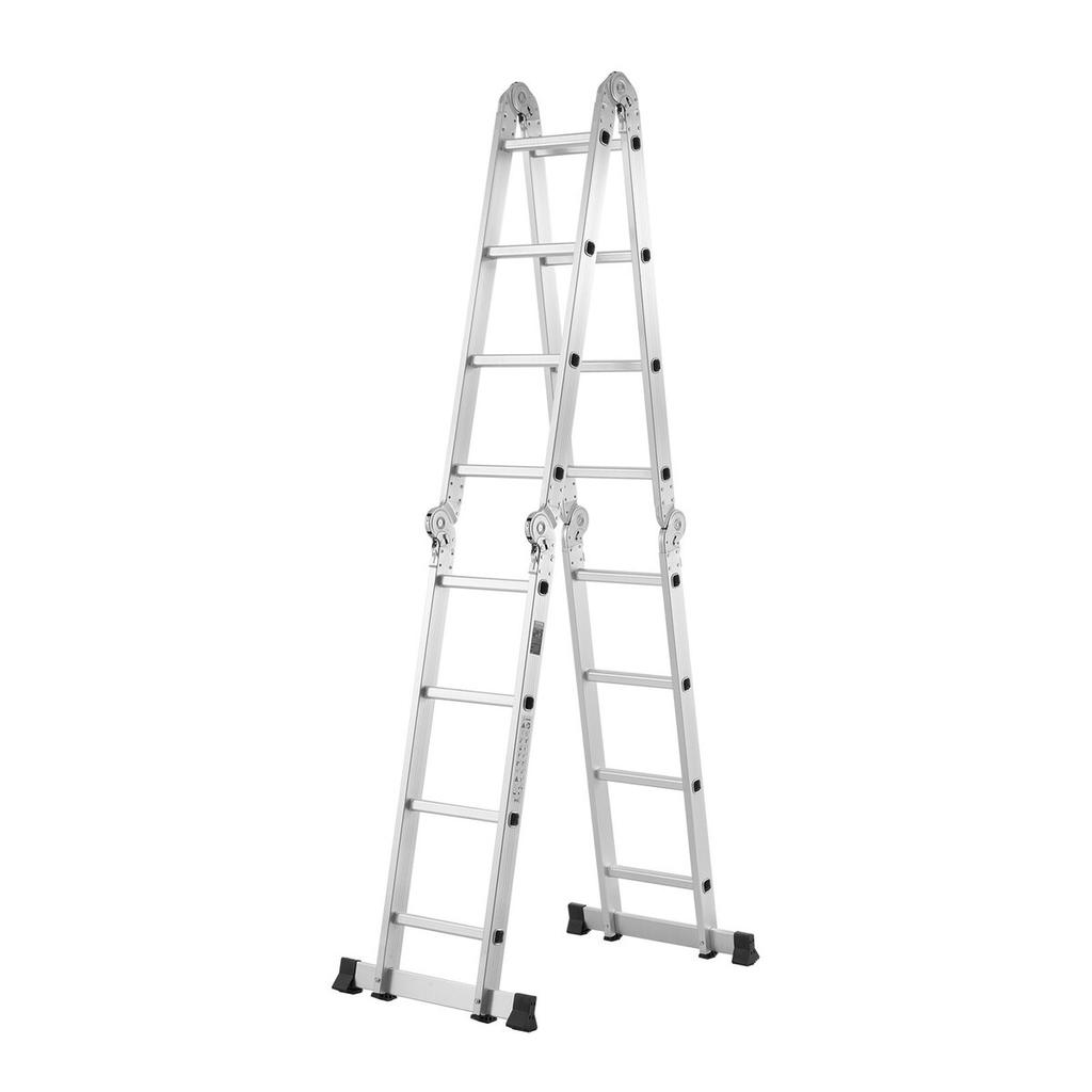 Multi-Purpose Folding Ladder 7-in-1 4 Step 15.5ft Reach Height for Work