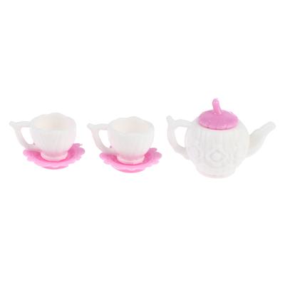 Dollhouse Miniature Tea Pot Kettle Coffee Cup Saucer 3Pc Set Accessories