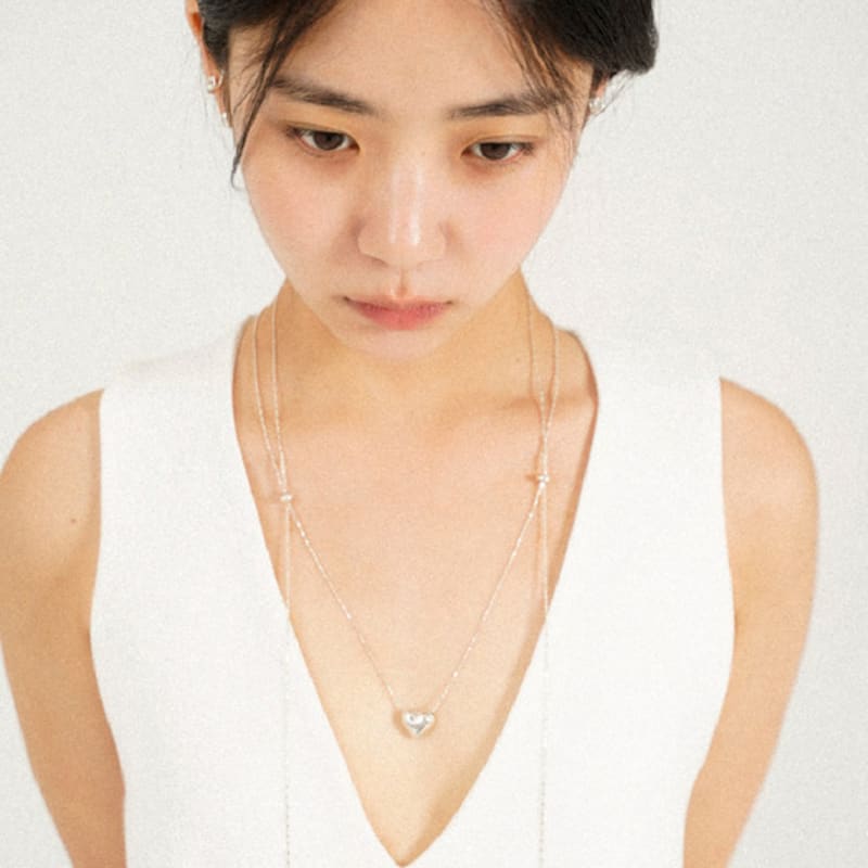 

Moodydoo Layered heart necklace SIlver