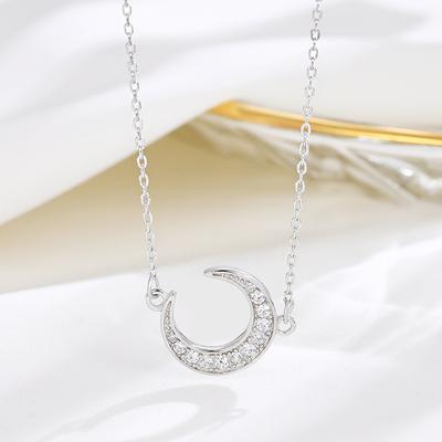 Cold Wind Moon Necklace Female Korean Edition Fashion Zircon Pendant Collarbone Chain Necklace