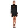 2026 European and American women's clothing autumn new long-sleeved design ruffle edge sexy satin bubble sleeve dress, women
