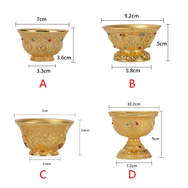 Tibetan Buddhist Water Offering Bowls Hand Carved Tibetan Buddhist Offering Bowl Gilded Water Cup Copper Yoga Meditation