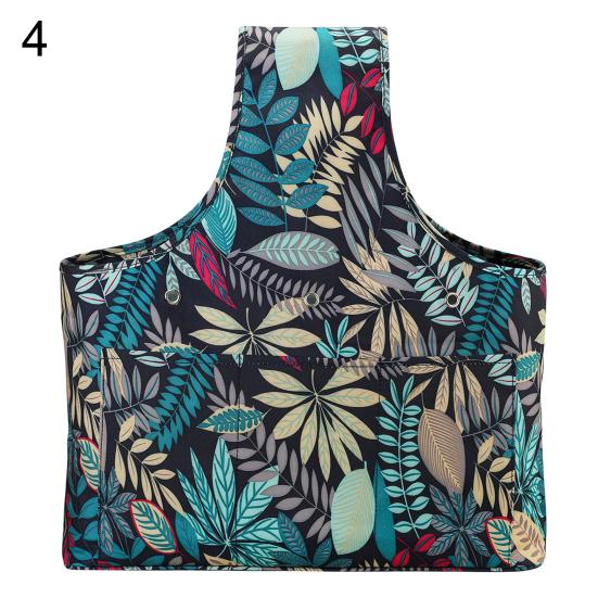 Portable Leaf Flower Print Woolen Yarn Storage Tote Bag Crochet Organizer Holder