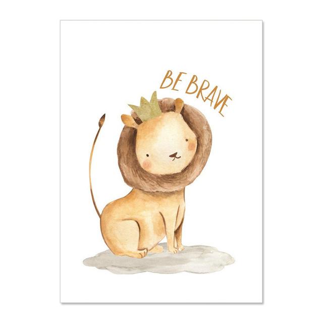 Cute Cartoon Animal Giraffe Lion Nursery Wall Art Canvas Painting Posters And Prints Wall Pictures Baby Kids Room Décor No Frame