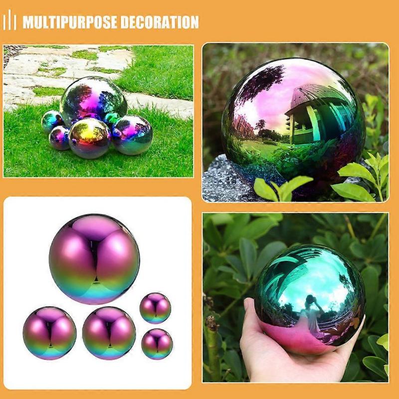 Flower Garden Stainless Steel Sphere for Reflective Decor 5Pcs Gazing Balls