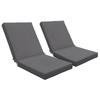 Set Of 2 Outdoor Cushions For Armchair Chair With Backrest And Ties Padding 8 Cm 112L X 51W Cm Dark Gray