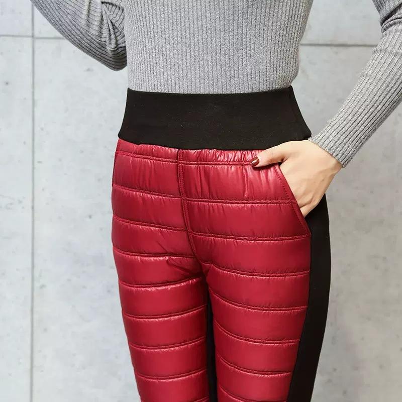 Women's Winter Thickened Thermal Casual Pants Solid Color Low-Rise Slimming Stretch Trousers