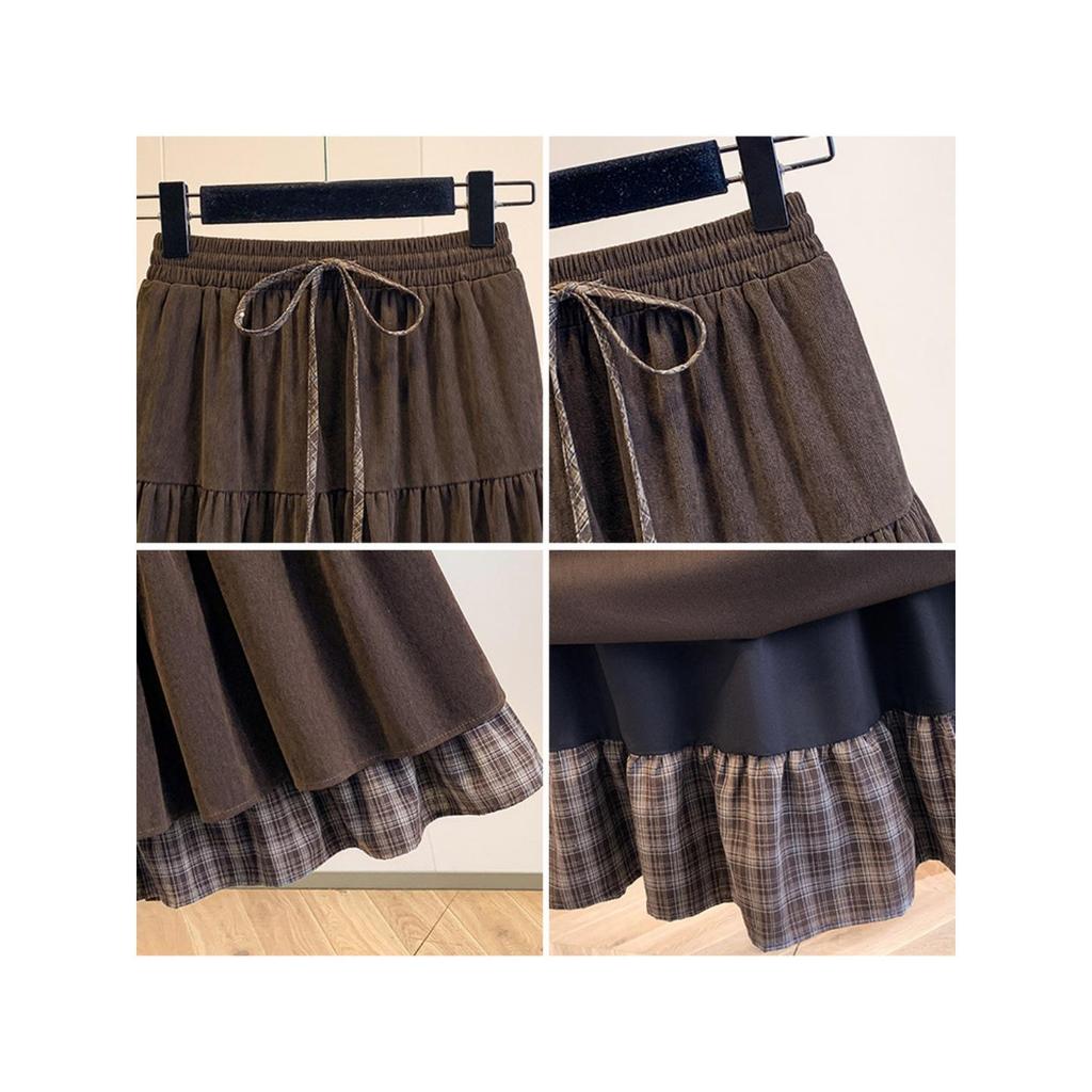 Melaleuca Pleated Plaid High-Waist Ruffle Skirt - Women's Plus Size, Autumn 2026