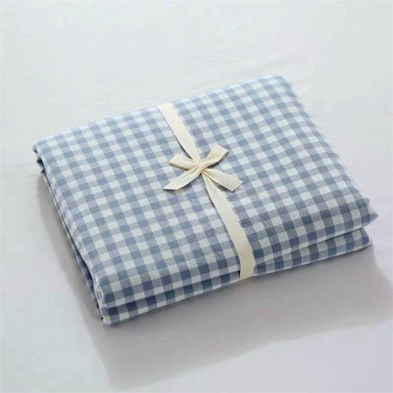 

Постельное белье из стираного хлопка, простыни для спальни, бытовые, клетчатые, мягкие, размера «king-size», для студенческого общежития, наматрасники, новые 230x250cm