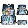 Set Zaino Scolastico per Bambini a Tema Messi con Borsa a Tracolla Astuccio per Studenti Elementari