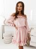 New Summer Women's Solid Color Sweet One-Shoulder Long Sleeve Slim Fit Dress