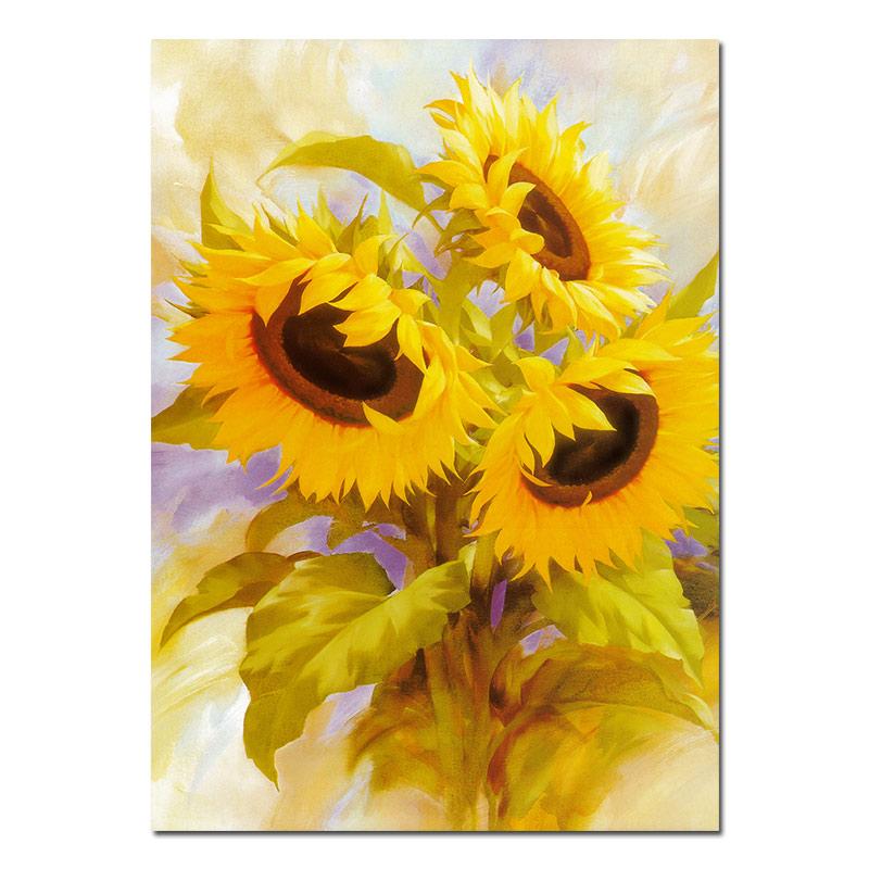 Öl Blumenkunst Poster Sonnenblume Leinwandgemälde Gelb glänzend Wandkunst Skandinavische Drucke Gemälde für das Wohnzimmer Heimdeko