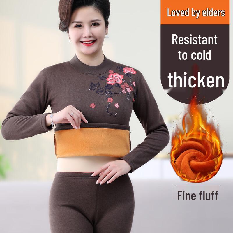 

Женский утолщенный флисовый термокомплект Yiershuang с полувысоким воротником 4XL