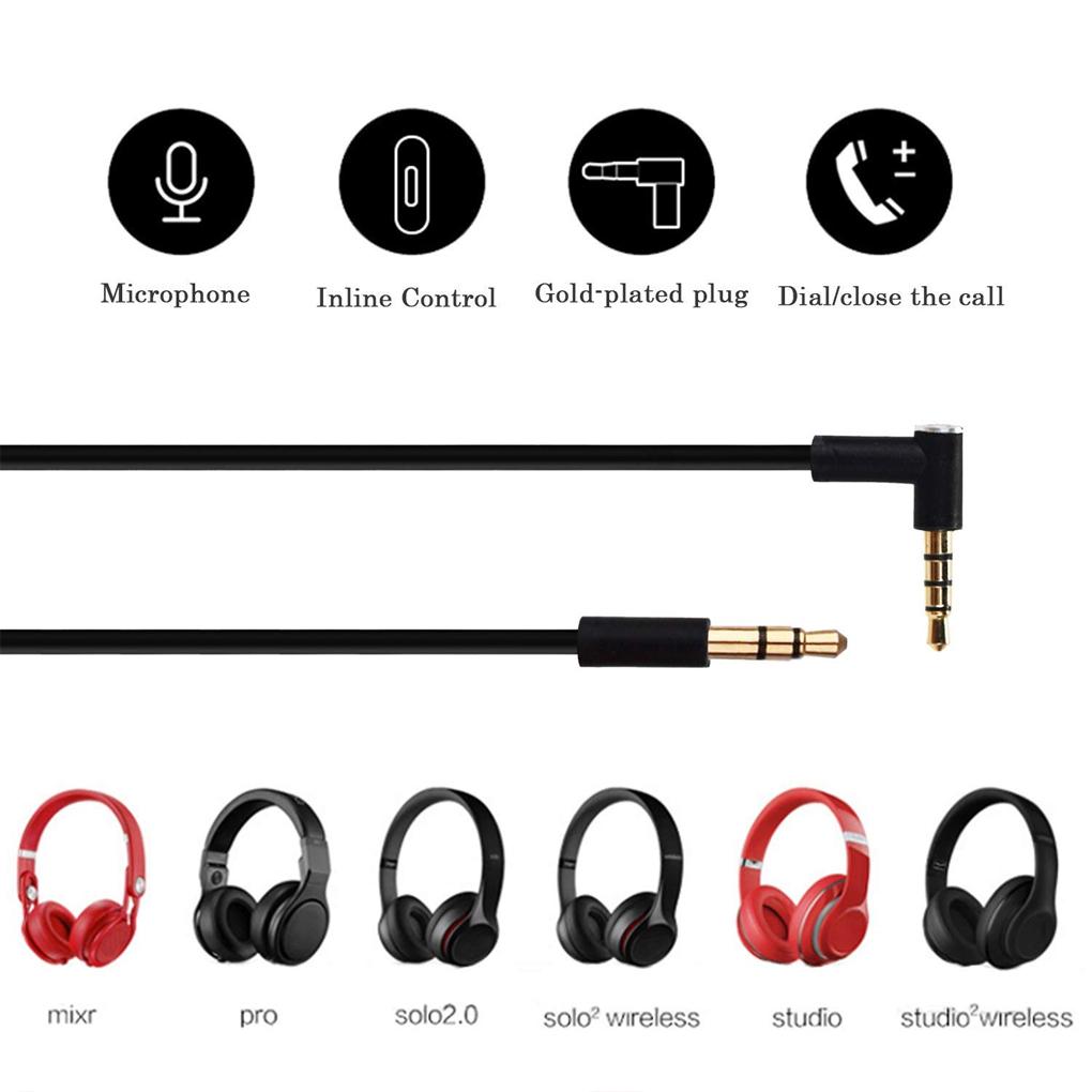 3.5mm Male to Male Straight L-shaped Headphone Cable Tablet Line Control Earphone Cord Replacement for Studio/Executive