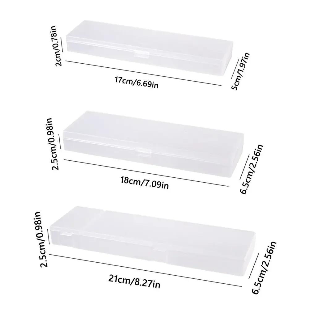 S/M/L Translucent Frosted Pencil Case Simple Plastic Pen Box Multifunctional Stationery Storage Box Organizer