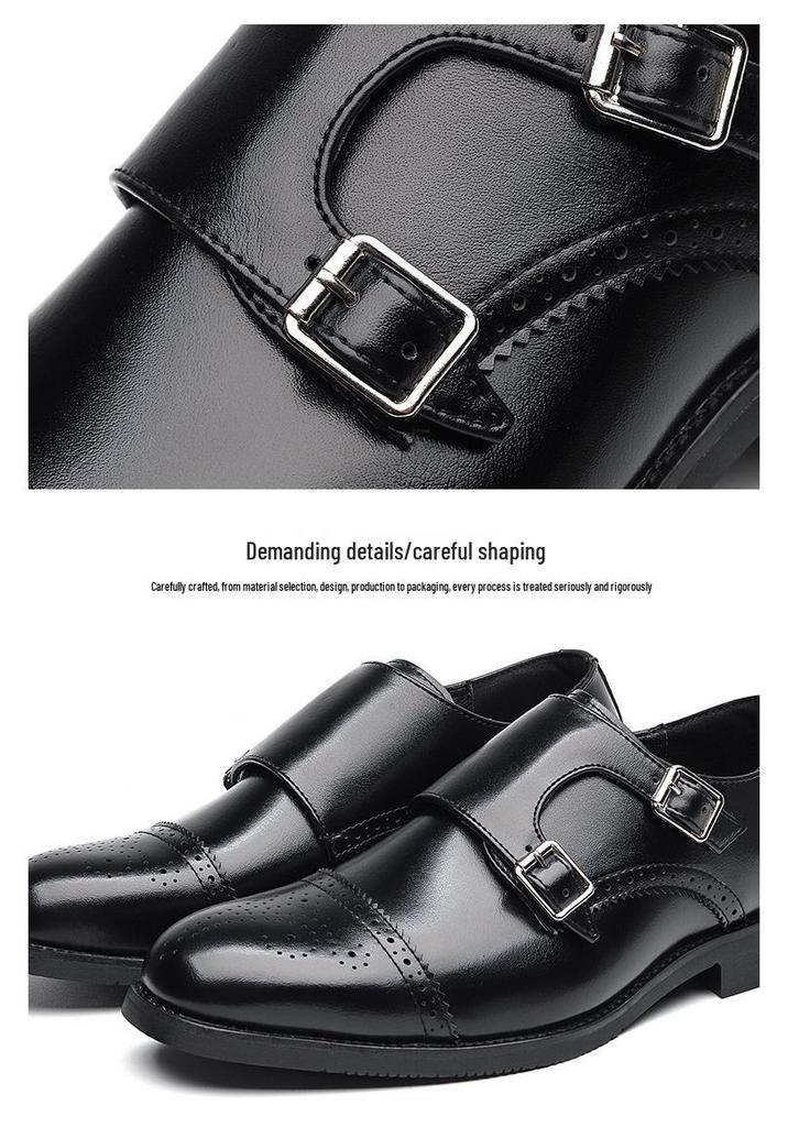 Men's Plus Size Double Buckle Leather Brogue Shoes - Nightclub Casual Punk Loafers (Sizes 38-48)