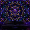 Psychedelic Dark Light Tapestry with Fluorescent Trippy Mandala and Design for Trippy Room and Bedroom Wall Decor