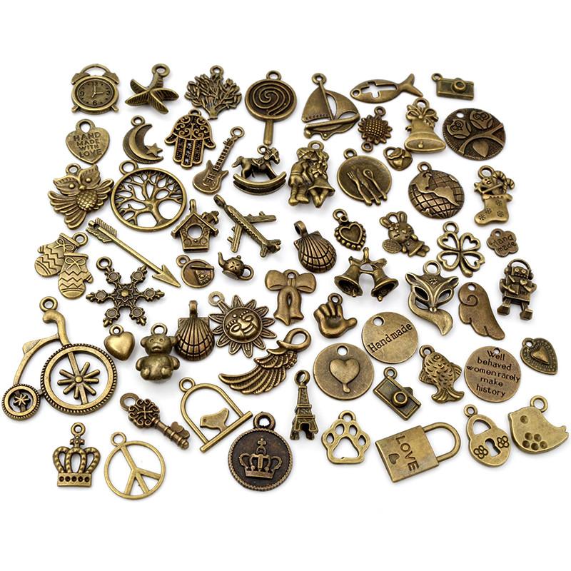 30pcs Mixed Styles Animal Heart Leaf Flower Crown Charms Pendants DIY Jewelry Findings for Necklace Bracelet Making Accessories