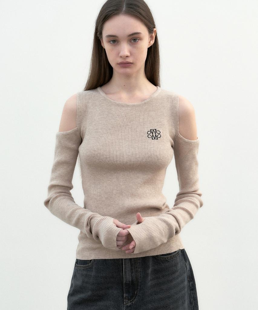 Nigaennikol Nicole Warmer Ribbed Off Shoulder Knit_Sand Beige