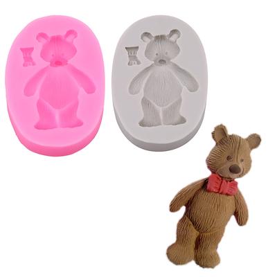 3D Small Animals Bear Form Hands Made Silicone Cake Mold Cartoon Bear Cake Molds Tools Soap Mold Kitchen Fondant Decoration