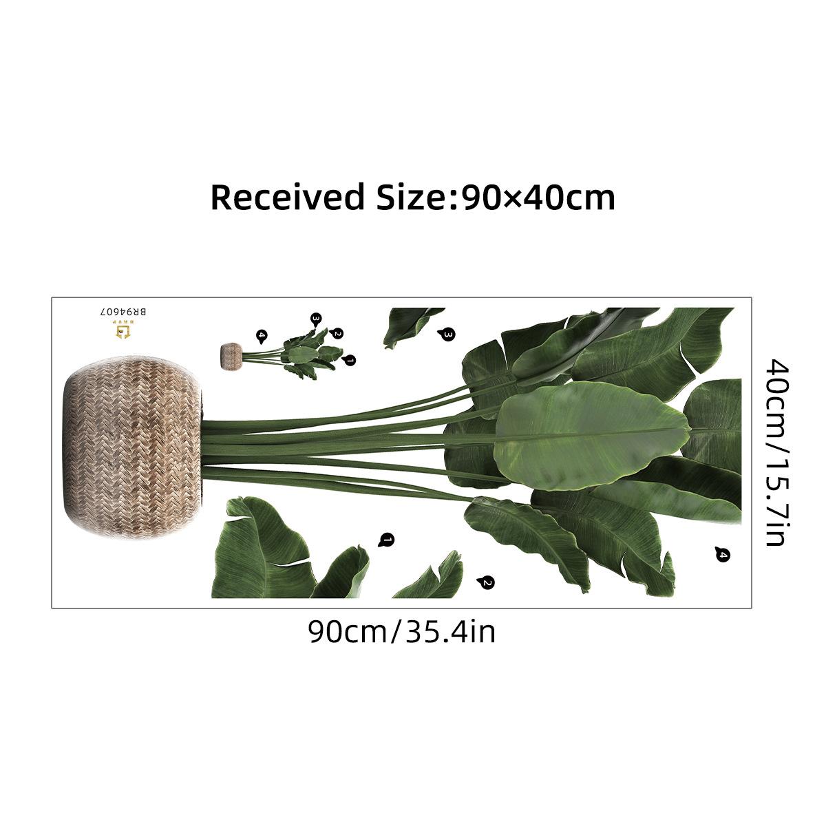 

Realistic Tropical Green Turtle Back Leaf Wall Stickers for Living Room Bedroom Bathroom Decoration Wall Decals 40x90CM