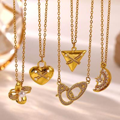 Corss CZ Love Triangle Lucky Birthday Necklace Jewelry For Women Girls Luxury Temperament Gold Color Romantic Choker Gifts