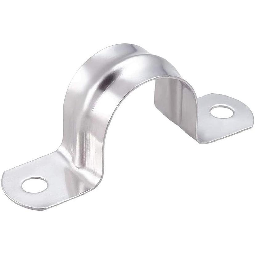 6 Pcs 4inch Rigid Pipe Strap,Two Hole Stainless Steel Strap U Bracket, Widened Tube Strap Tension Clip Assortment Kit Heavy Duty Pipe