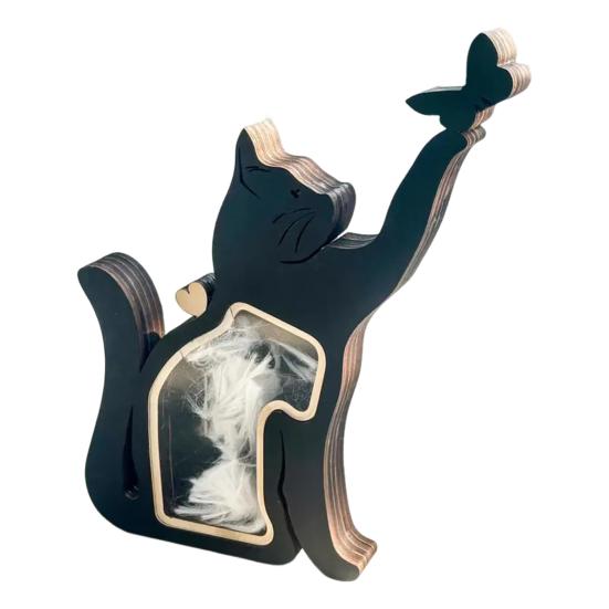 Caja Conmemorativa para Pelo de Mascota Superficie para Grabado DIY Caja de Recuerdos Hecha a Mano Ventanas Antimanchas Compartimento Sellable Caja para Pelo de Mascota