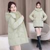 Korean version of cotton clothes women's medium and long 2025 winter new warm thickened hooded cotton-padded clothes loose and thin casual jacket
