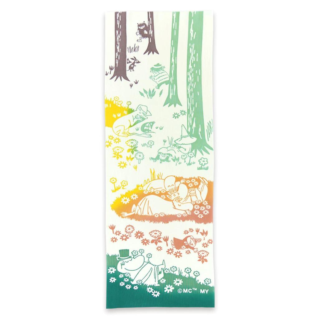 Miyamoto Towel Moomin Tenugui with a Nap Made In 33 X Product Number 51020 (Tenugui) Design, Japan, White, Approx. 90cm,