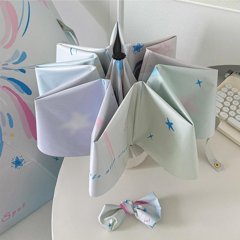 Fireworks Folding Umbrella for Both Rain and Sunshine Sun Umbrella for Sun Protection and UV Protection Triple Folding Umbrell