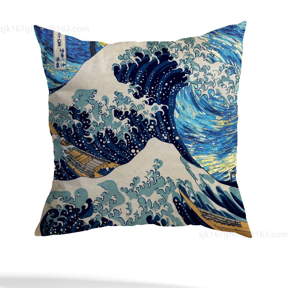 Van Gogh Pillow Case Anti-dustmite Pillowcase Invisible Zipper Silky Short Plush Sofa Cushion Cover
