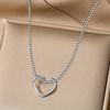 Twisted Hollow Open Heart Minimalist Box Chain Pendant Women Clavicle Necklace