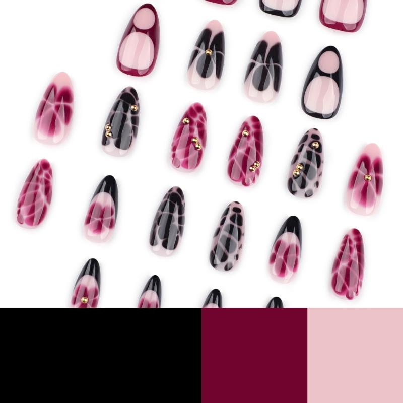 Uña Postiza Almendrada Uña Falsa Brillante Adhesiva Uña Natural Cubierta Completa Uña Falsa Acrílica Adhesiva para Mujeres