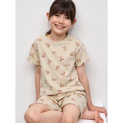 Girls Cotton Lounge Set  Short Sleeve   Shorts   Bear 