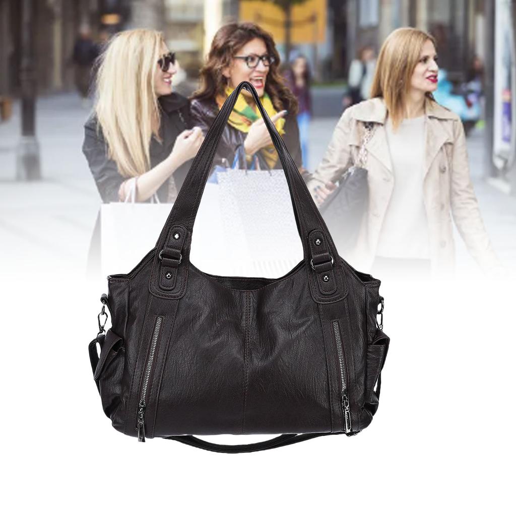 Shoulder Bag Simple Stylish PU Leather   Bag Large Capacity Handbag for Daily Use