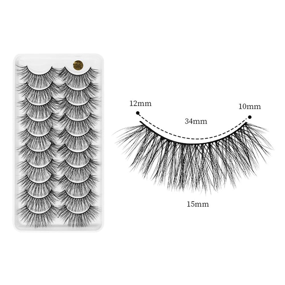 10 Pairs 3D Soft Mink Hair False Eyelashes Crisscross Thick Long Eye Lashes Women's Beauty