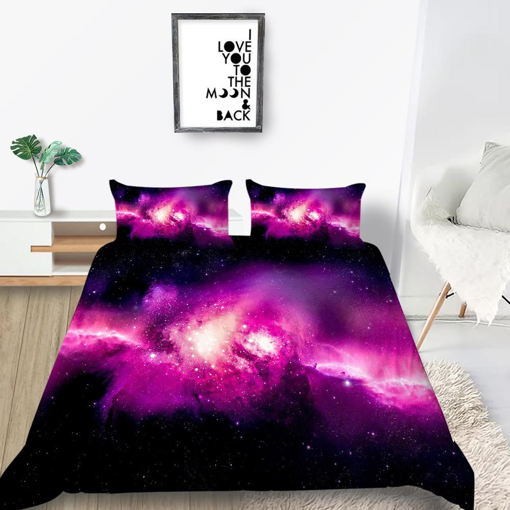Star Printing Bedding Single Double Bed Full Size 3D Microfiber Universe Printing Pillowcase and Quilt Cover 2/3 Comfortable Home Decoration