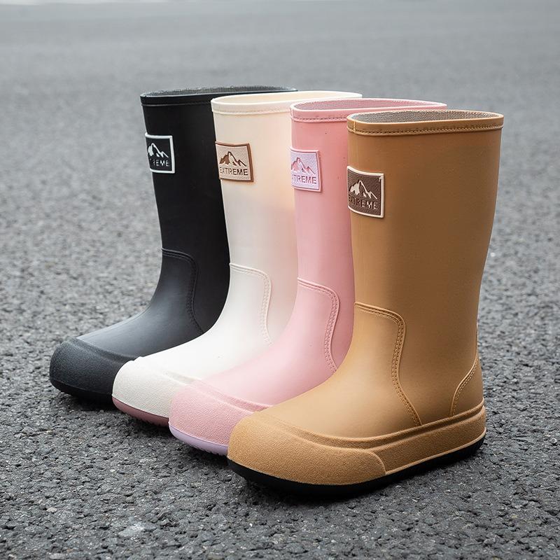 Rain Shoes Women's Velvet Rain Boots Tall Adult Waterproof Shoes Women's Fashion Work Water Boots Non-slip Kitchen Rubber Shoes