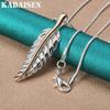 925 Sterling Silver Feather 16/18/20/22/24/26/28/30 Inch Pendant Necklace for Women Wedding Fashion Jewelry