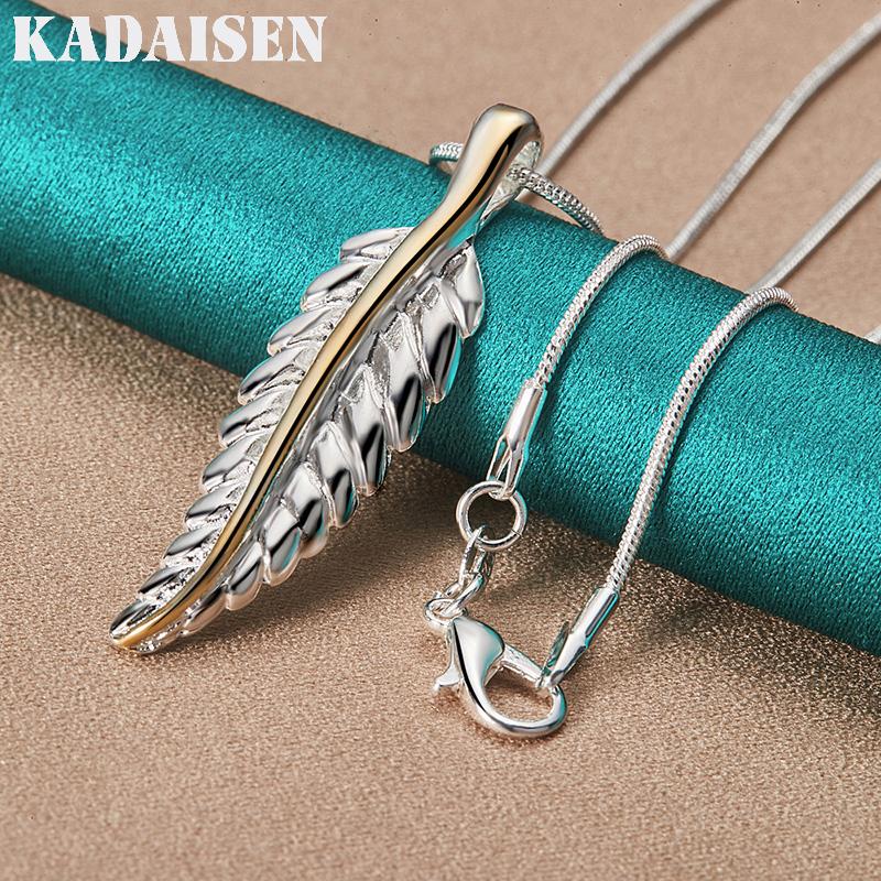 925 Sterling Silver Feather 16/18/20/22/24/26/28/30 Inch Pendant Necklace for Women Wedding Fashion Jewelry