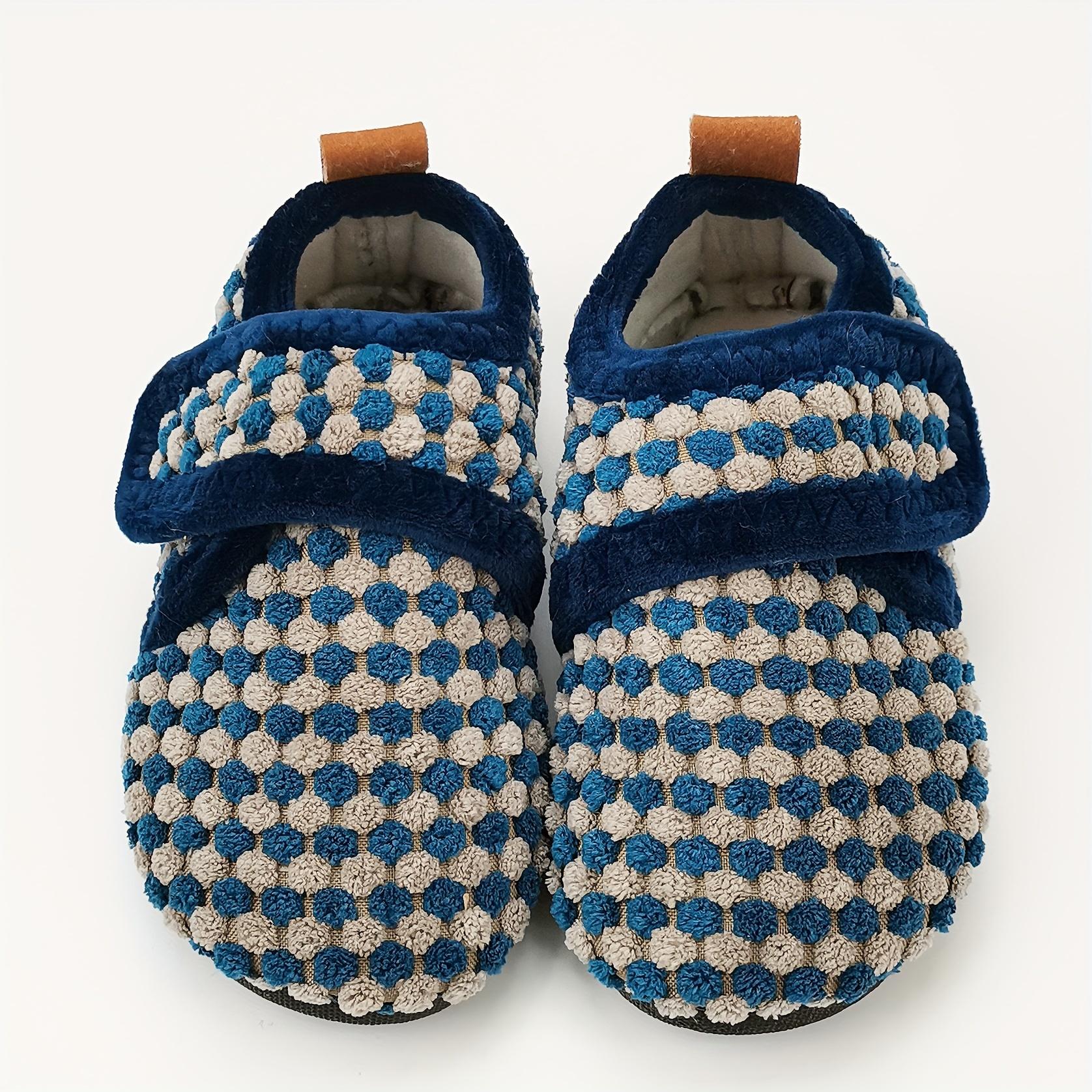 

Новые красочные в горошек демисезонные и зимние многоцелевые домашние тапочки для мальчиков с флисовой подкладкой, утолщенные комнатные тапочки, легкие напольные носки 36-37 темно-синий