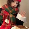 Christmas plaid red scarf autumn and winter new thickened shawl outdoor travel versatile cold warm scarf women