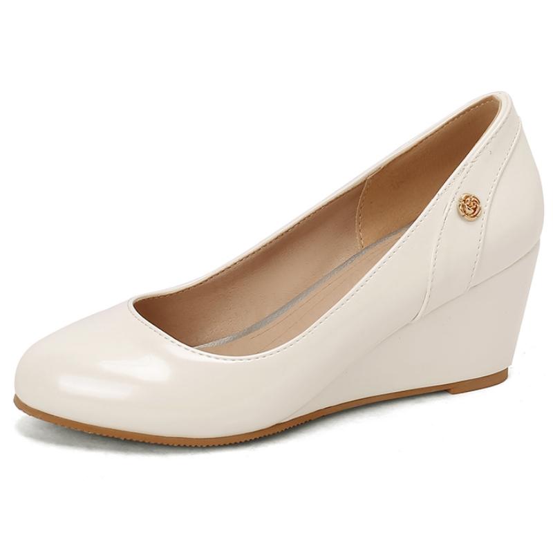 

Классические женские туфли на танкетке, модные белые, красные, синие танкетки, свадебные, офисные туфли, женские туфли-лодочки для платья, весна 2025, удобные 35 белый