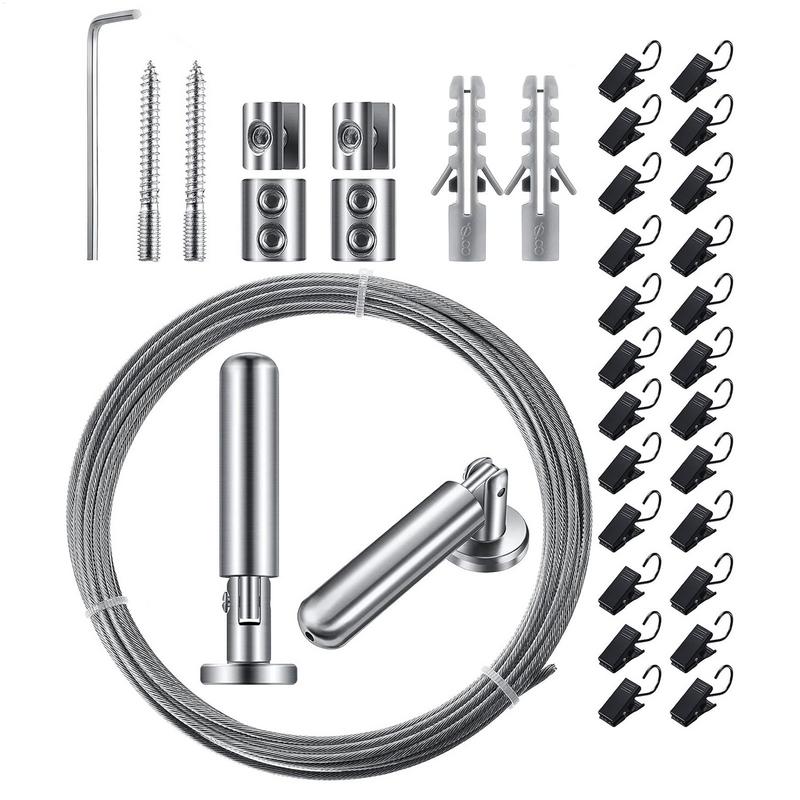 

Curtains Wire Rod Set Wire Photo Display With Clips Stainless Steel Bathroom Organizer For Room Division Shower Installation CHINA